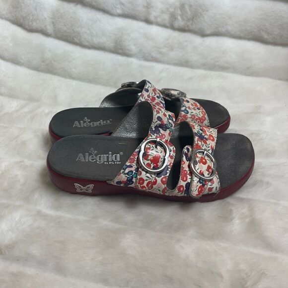 Alegria Leather Adjustable Slide Sandals Jade Cherry multi color EUR SZ … - Picture 2 of 8